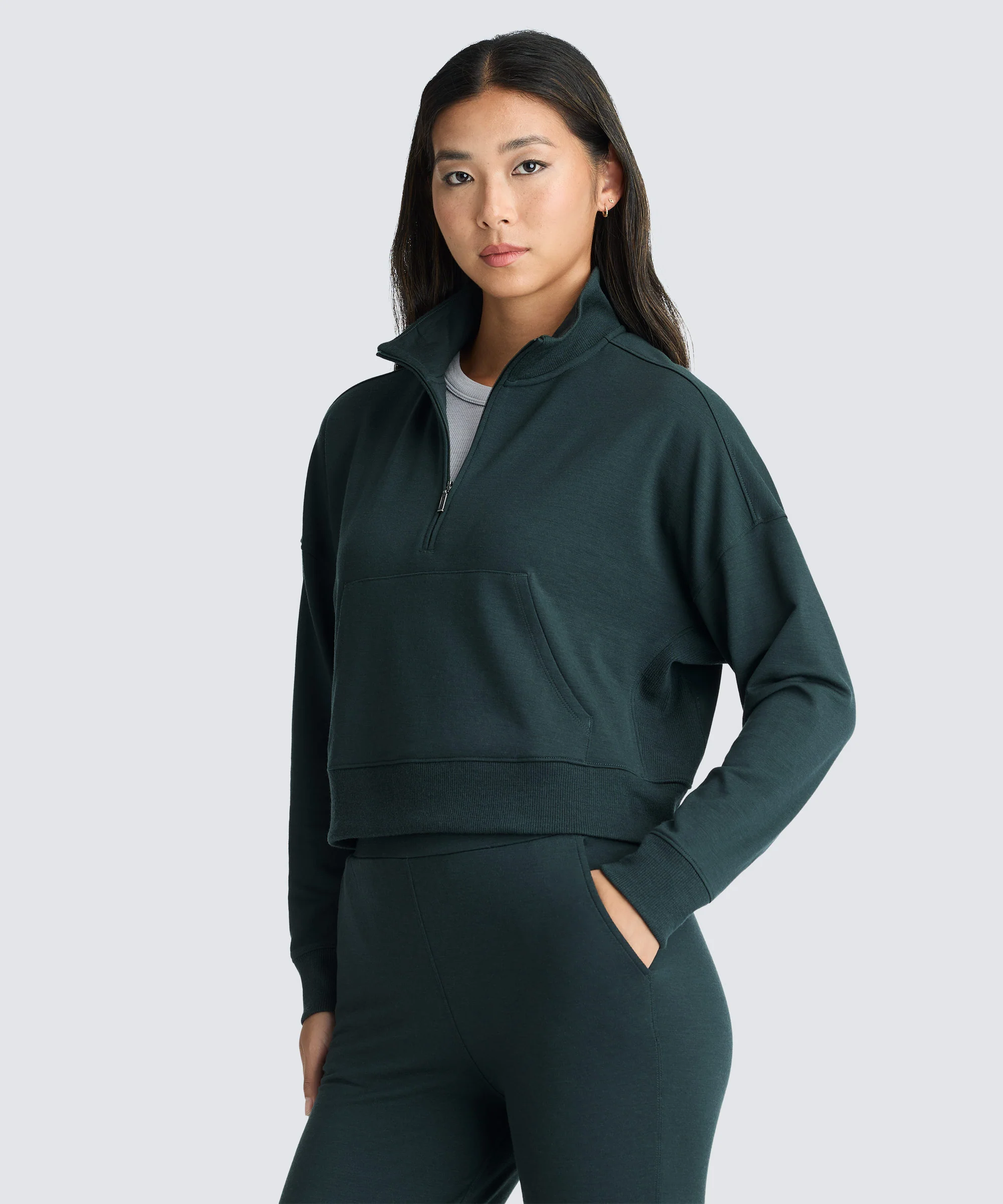 Women's Merino Cropped Quarter Zip - Image 3