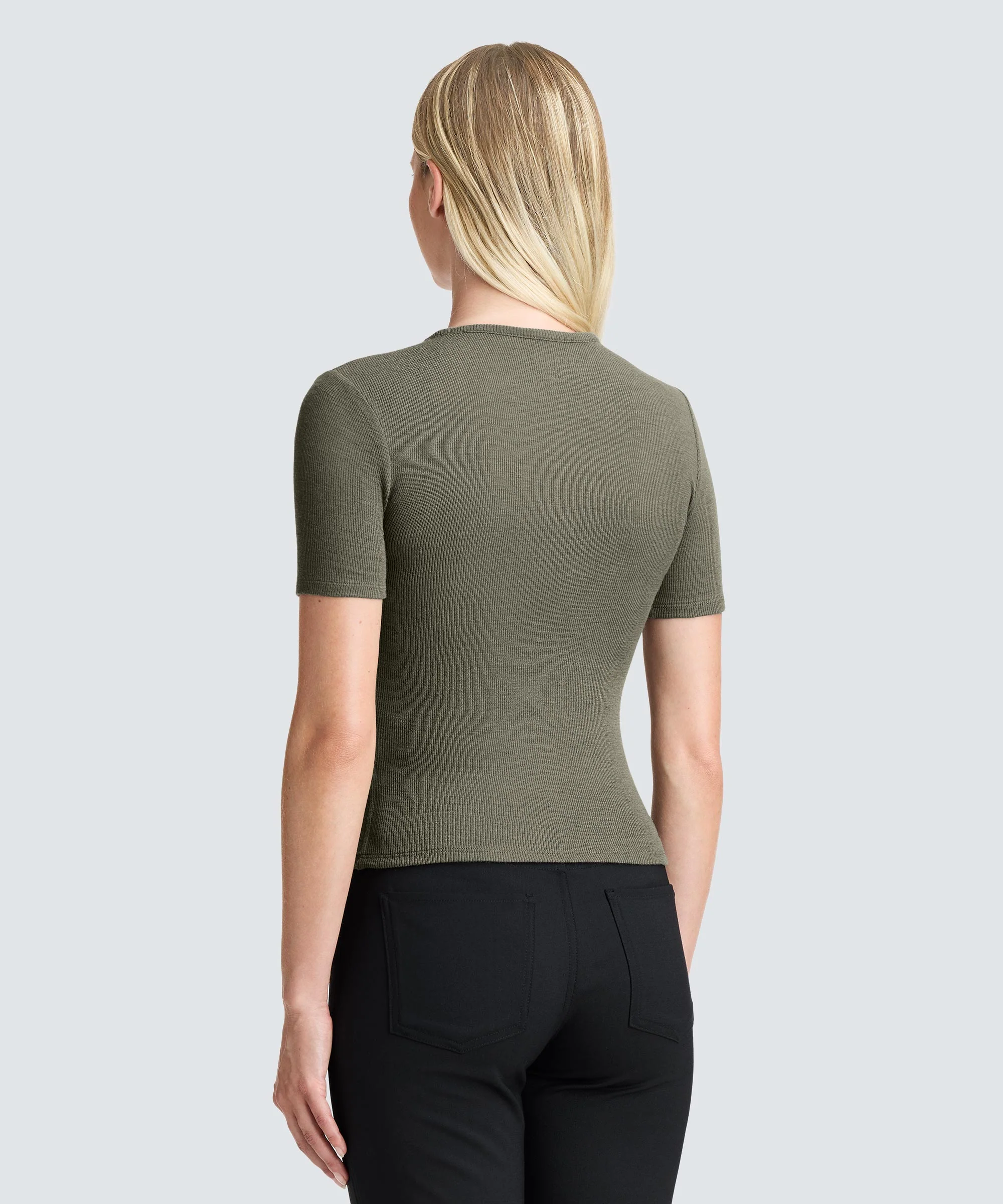 Women's Rib Fitted Crew Neck T-Shirt - Image 16